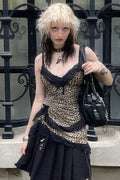 Trendy Asymmetrical Lace Leopard Print Blouse image 1