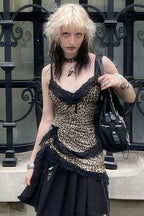 Trendy Asymmetrical Lace Leopard Print Blouse image 1