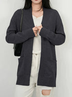 Anya Open Cardigan detail view styled for Avrienne