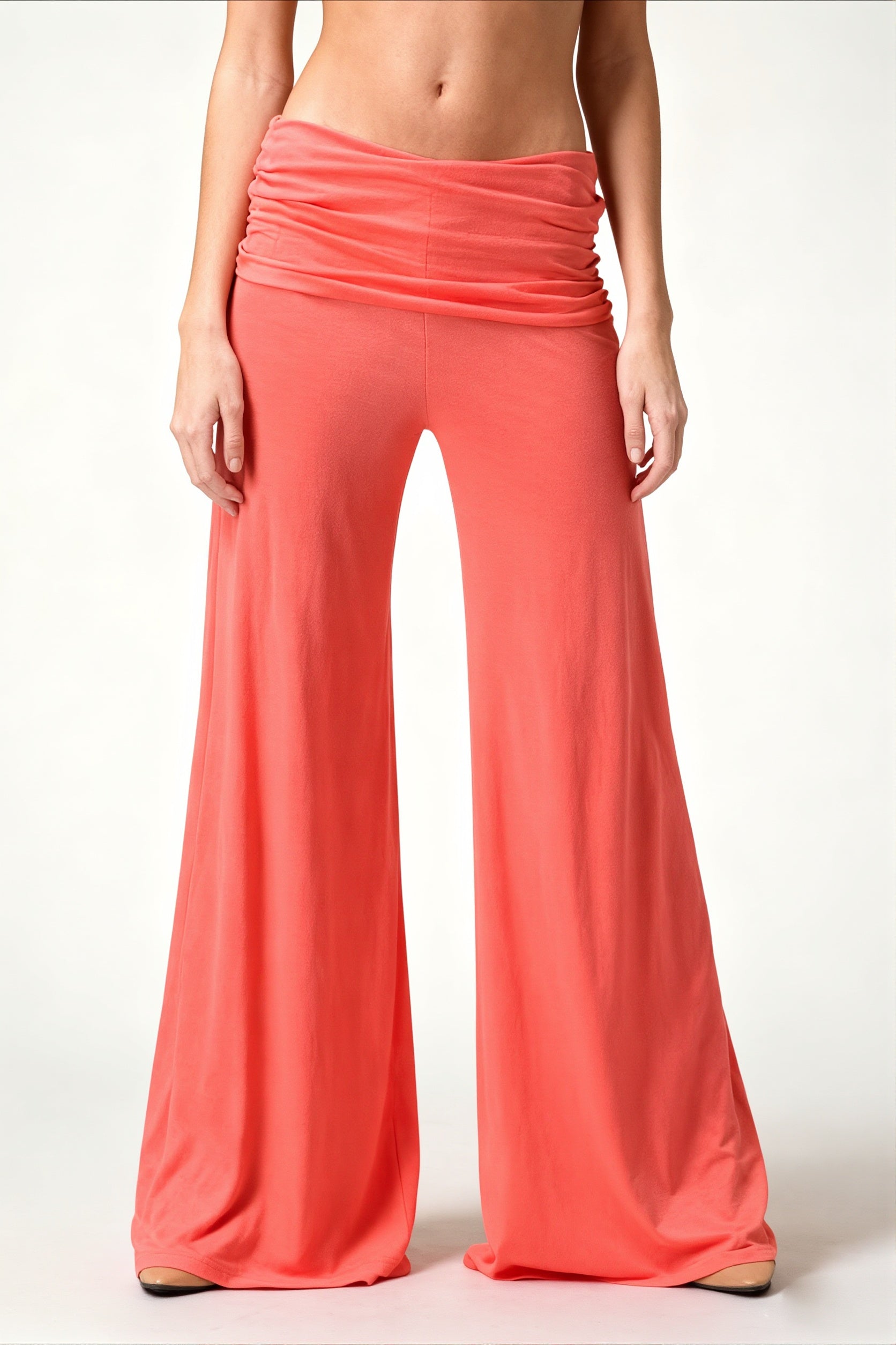 Solid Wide Leg Flare Casual Pants image 2