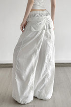 White Drawstring Wide-Leg Cargo Pant image 4