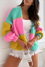 Lazy-Style Color-Block Loose Knit Cardigan image 3
