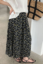 Retro Floral High Waist Pleated A Line Skirt image 5