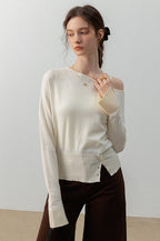 Asymmetric Neckline Elegant Knit Top image 10