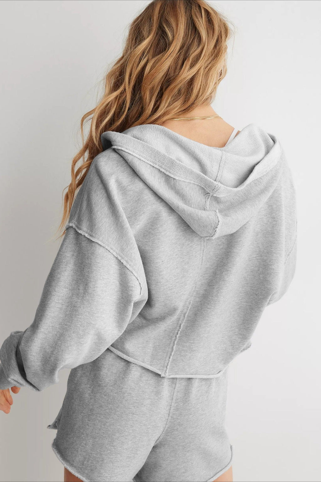 Chic Relaxed Solid V-Neck Hoodie image 6