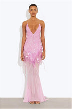 Sequin Mermaid V Neck Maxi Dress image 4
