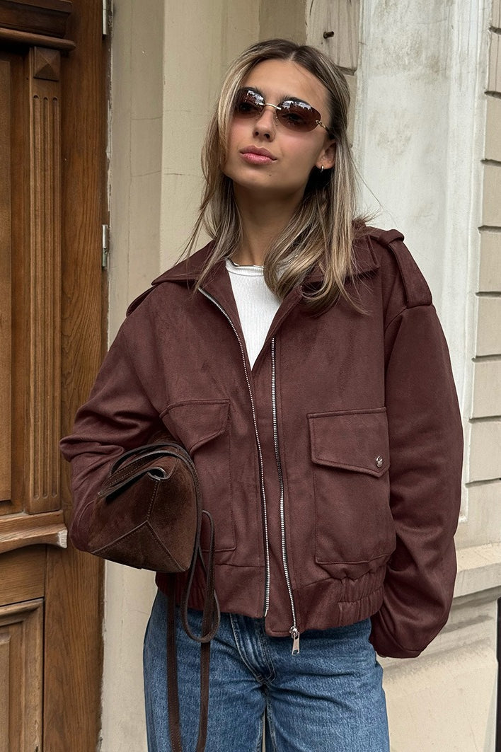 Loose Fit Brown Suede Jacket image 1