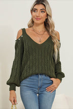 Deep V Sexy Off-Shoulder Loose Pullover Sweater image 4