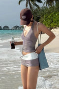 Plaid V Neck Backless Two Piece Swim Set image 2