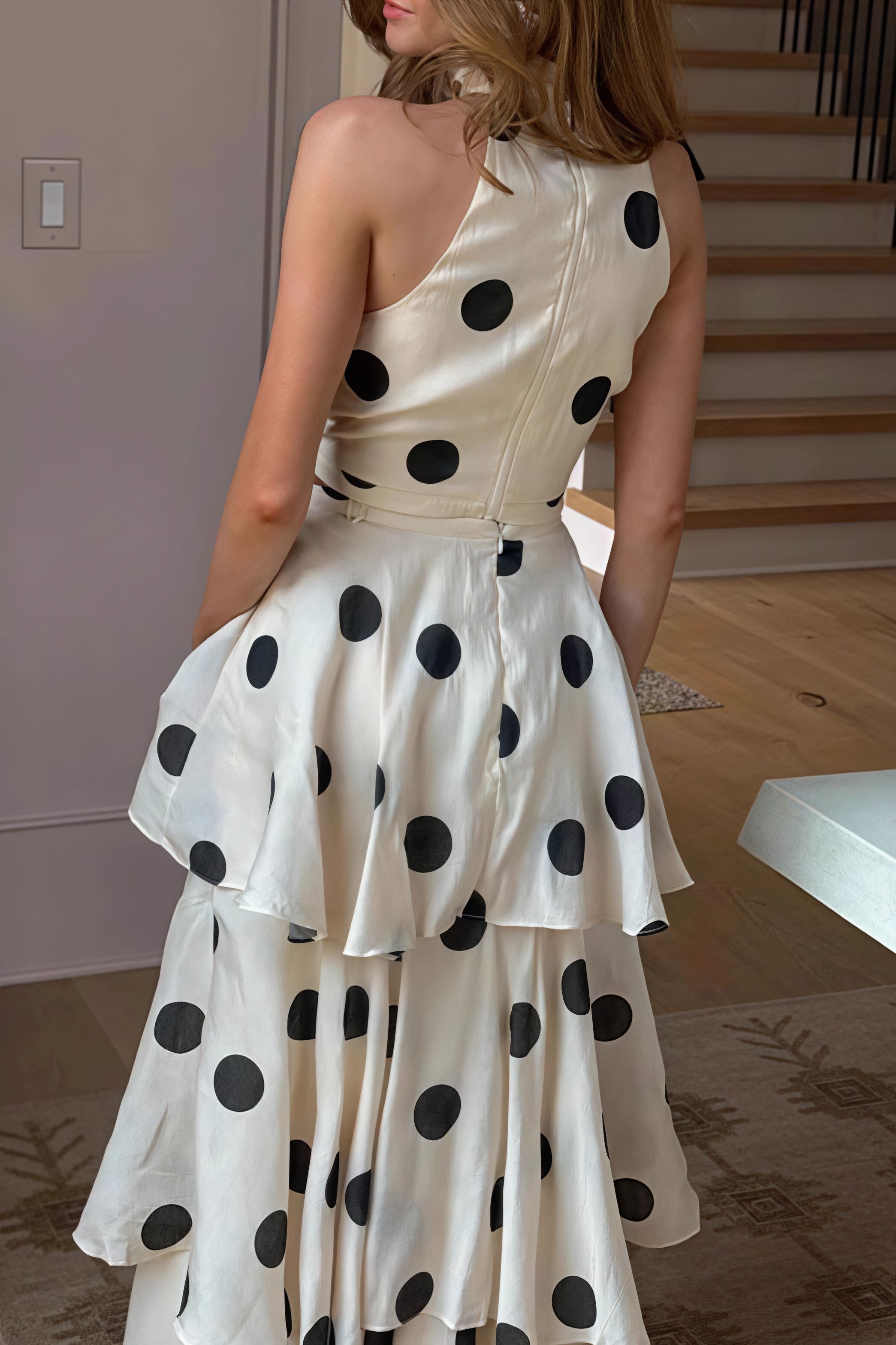 Polka Dot Halter Sleeveless Top Tiered Skirt Set image 3