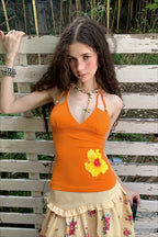 Cotton Print Tie Strap Halter Top image 1