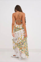 Deep V Ruffle Floral Lace Patchwork Cami Maxi Dress image 14