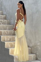 One Shoulder Sleeveless Backless Slim Mesh Tie Maxi Dress image 4