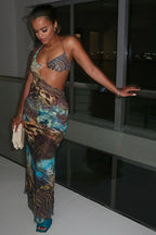 Beach Style Printed Cutout Bodycon Maxi Dress image 4