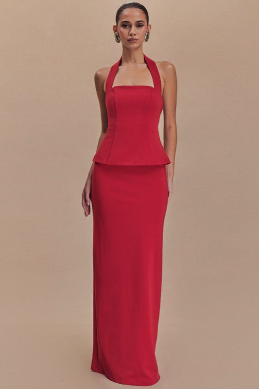 Solid Halter Backless Maxi Formal Dress image 7