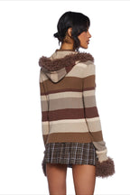 Vintage Fleece Hooded Knit Sweater image 4