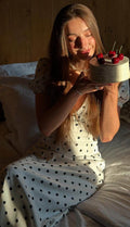 French Style Polka Dot V-Neck Bodycon Maxi Dress image 1