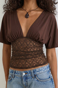 Batwing Lace Splicing Elegant Blouse image 1