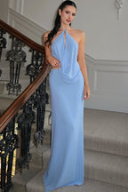 Solid Halter Backless Slim Skirt Set image 2