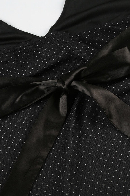 Polka Dot Satin Bow Tie Backless Halter Crop Top image 4