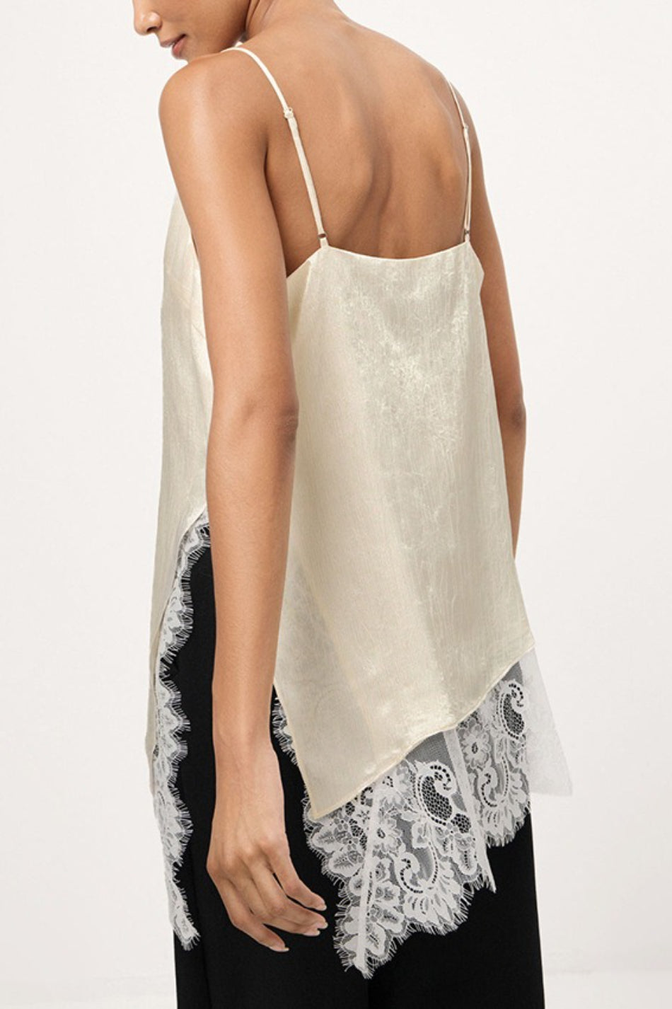 V Neck Lace Trim Patchwork Cami Top image 6