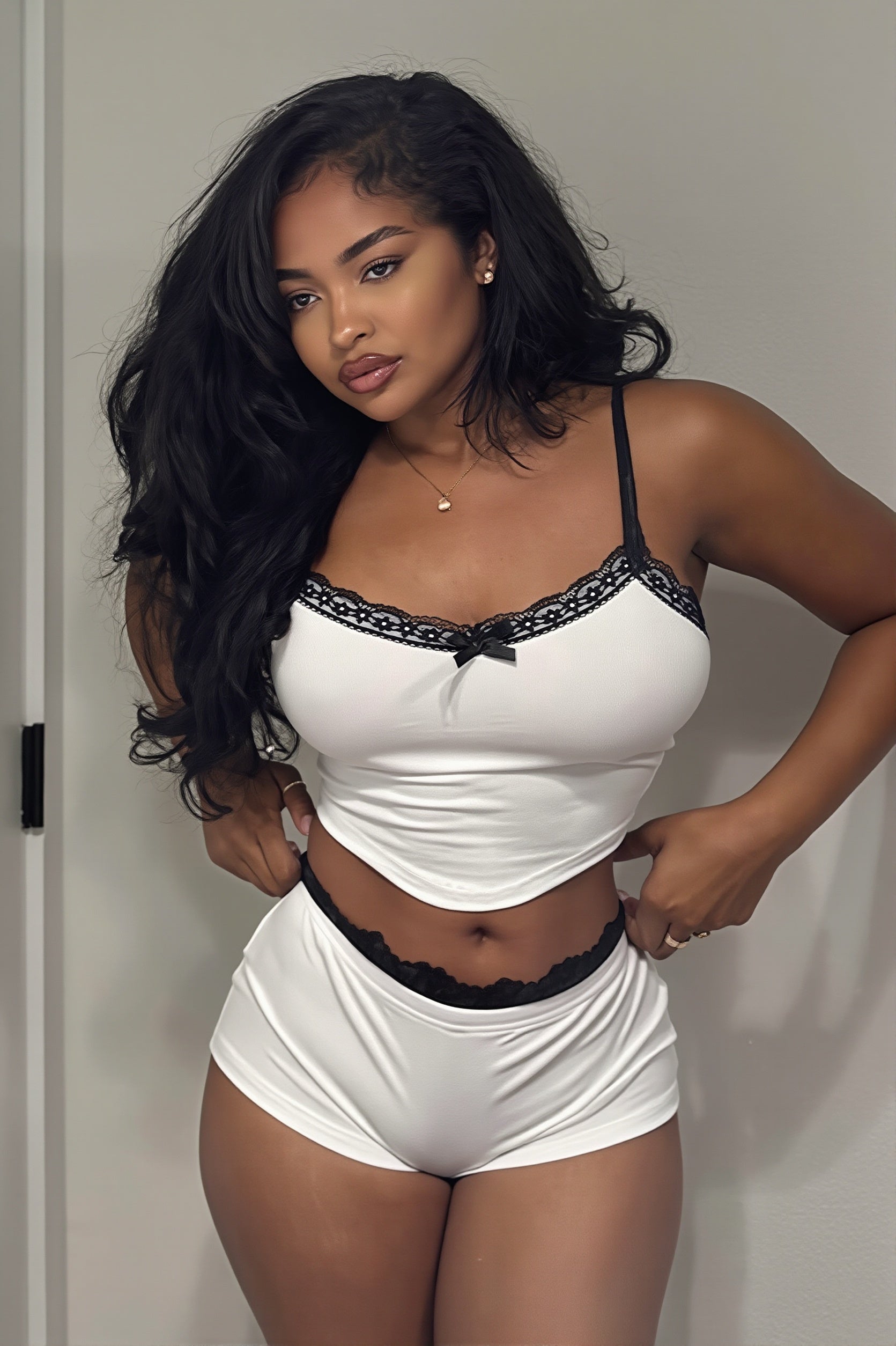 Sexy Lace Cami Low Waist Shorts Skirt Sets image 2