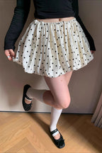 Retro Polka Dot Elastic Waist A Line Mini Skirt image 1