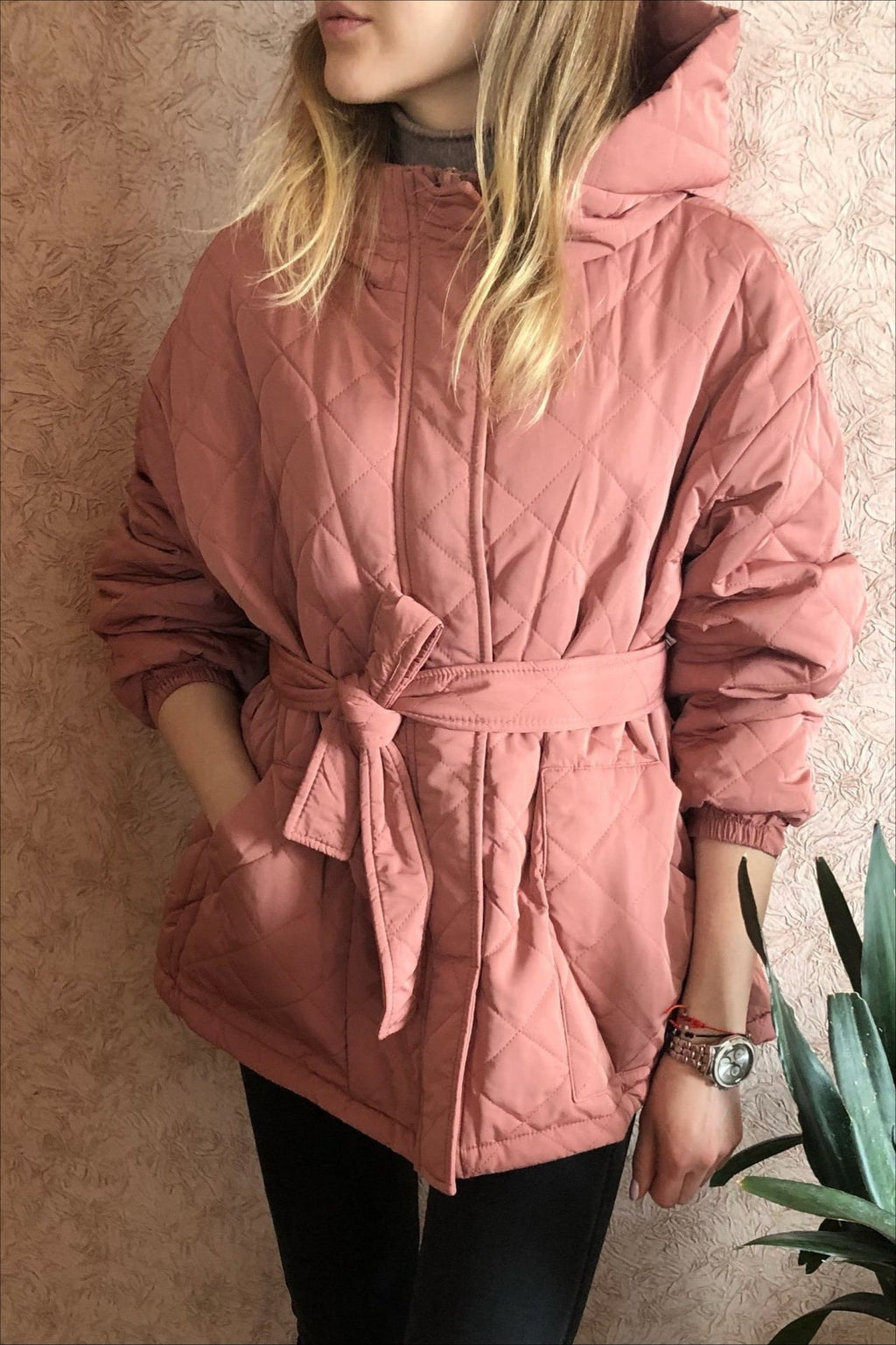 Plus Size Diamond Quilted Puffer Jacket image 2