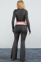 Rhinestone Color Block Crew Neck Two Piece Set image 5