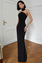 High Neck Sleeveless Slit Formal Dress image 5
