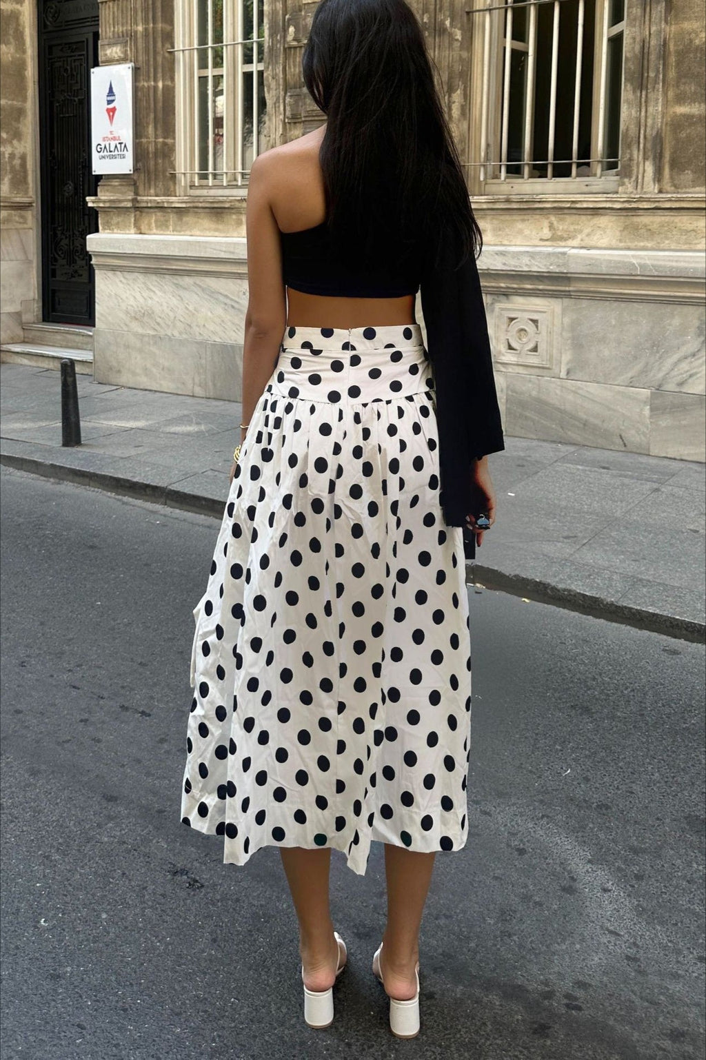 Polka Dot High Waist A-Line Skirt image 2