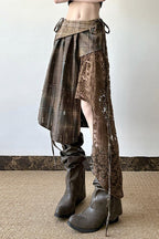 Wasteland Plaid Asymmetrical Lace Skirt image 3