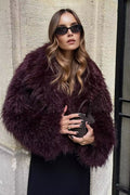 Thickened Plush Collar Solid Warm Short Coat image 1