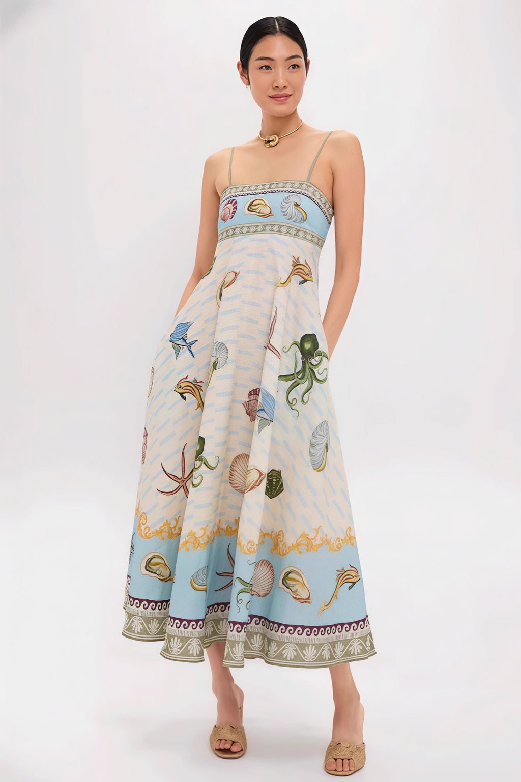 High Waist Print Cami Casual Maxi Dress image 1