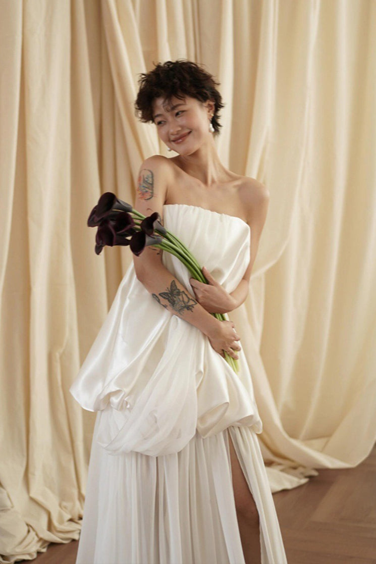 Minimalist Loose Elegant Flowy Reception Dress image 2