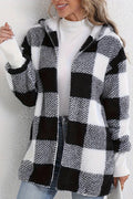 Plaid Fuzzy Hooded Mid-Length Coat image 2
