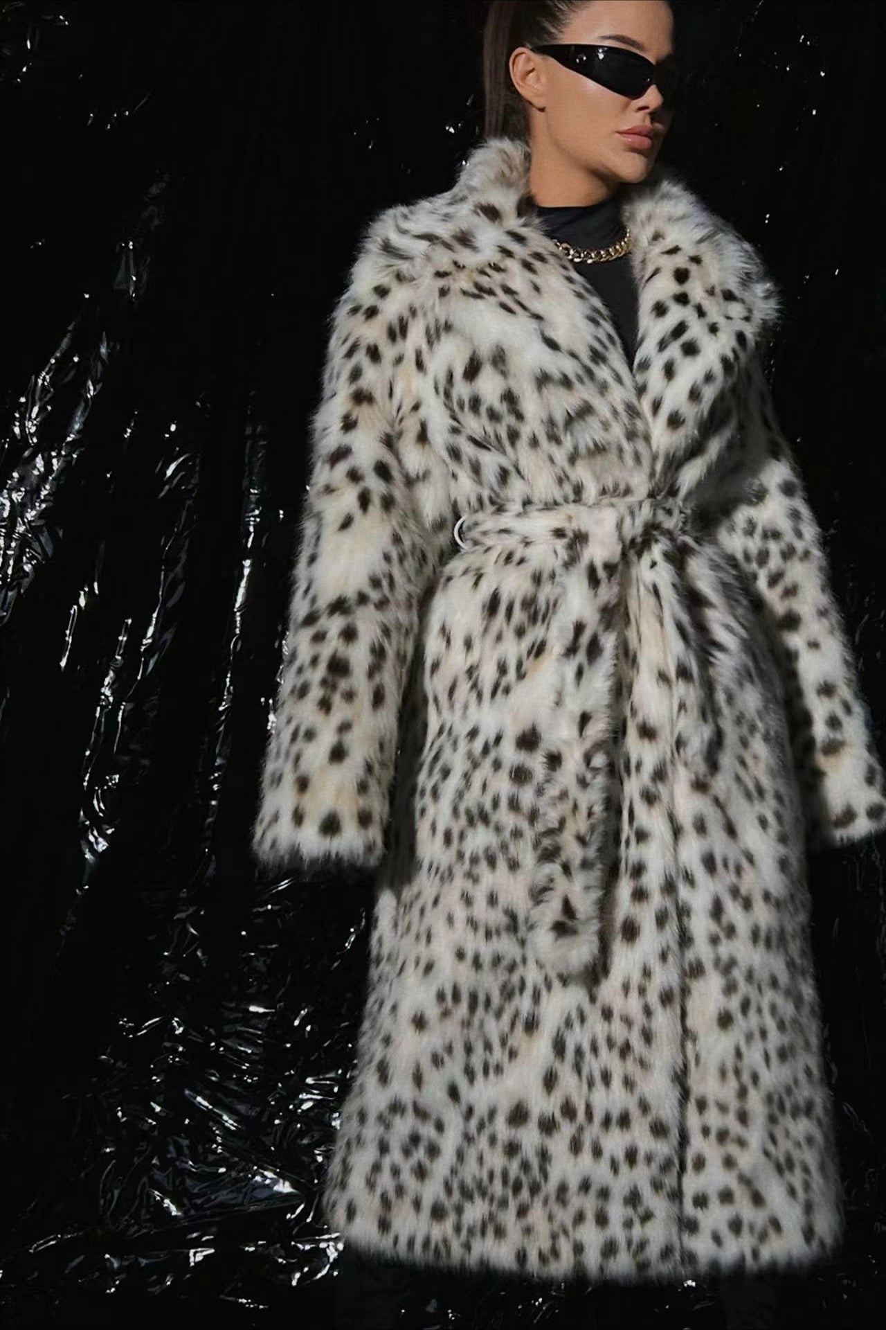 Leopard Print Faux Fur Long Coat image 2