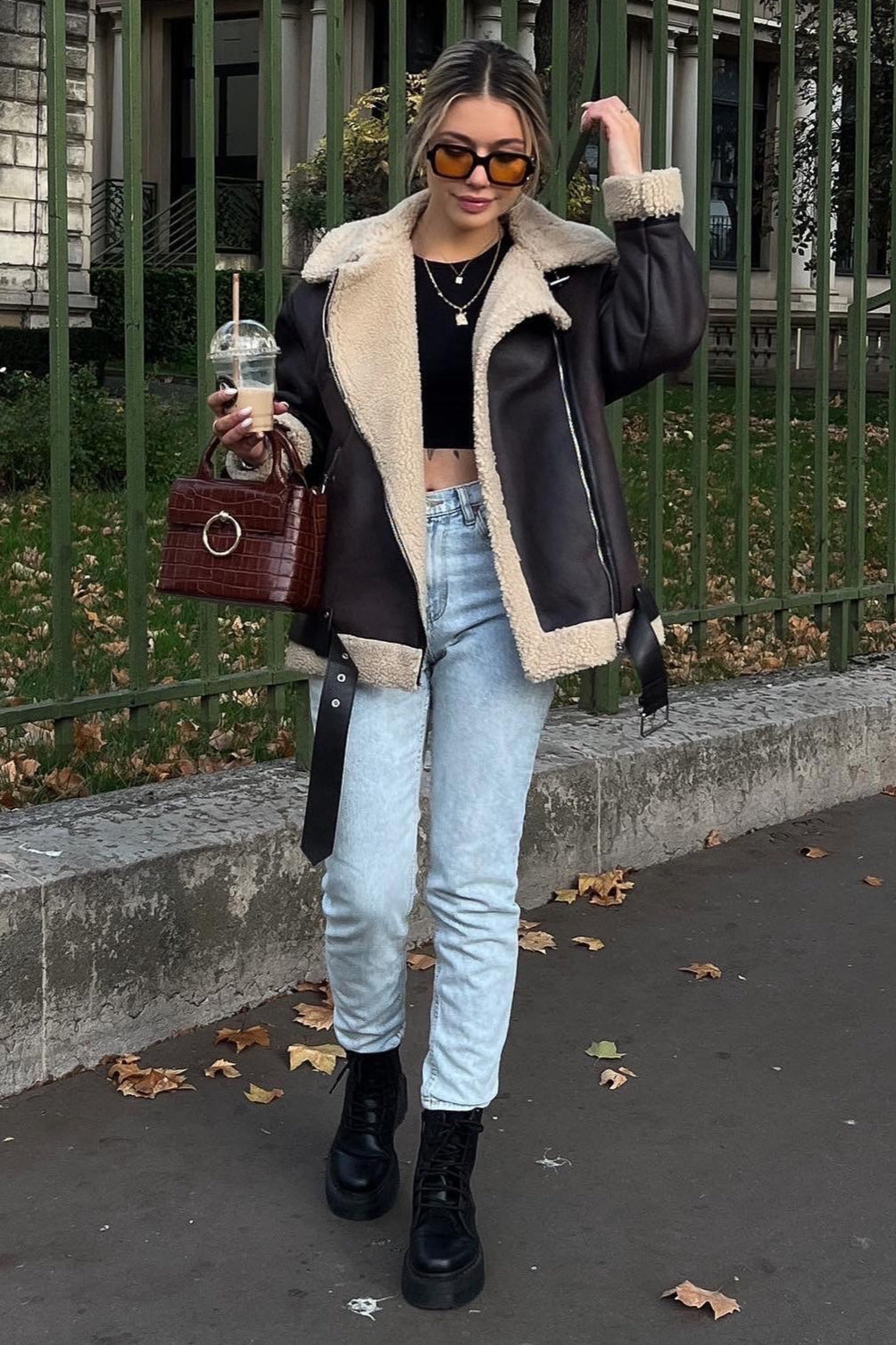 Multi-Zip Faux Shearling Longline Jacket image 6