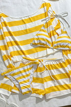 Striped Cover Up Four Piece Bikini Set image 3