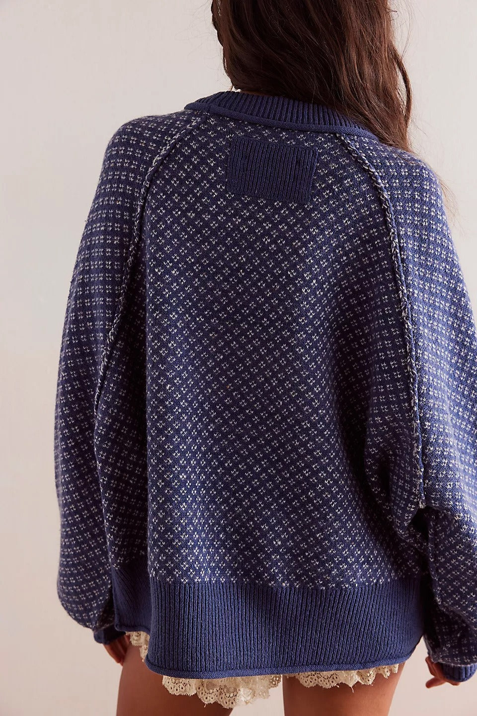 Dotted Panel Loose Crew Neck Sweatshirt image 4