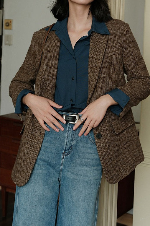 Herringbone Wool Blend Blazer image 2