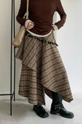 Vintage Asymmetrical Plaid Maxi Skirt image 1