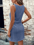 Rosalie Eyelet Dress detail view styled for Avrienne