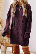 Vintage Textured Knit Midi Sweater image 1