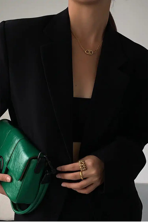 Black Slouchy Retro Style Blazer image 2