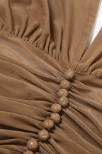 Solid Mesh Button Cropped Halter Top image 5