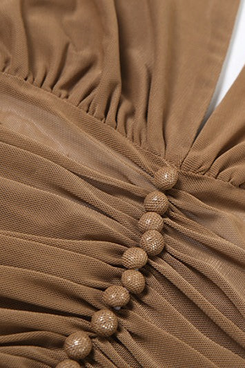 Solid Mesh Button Cropped Halter Top image 5