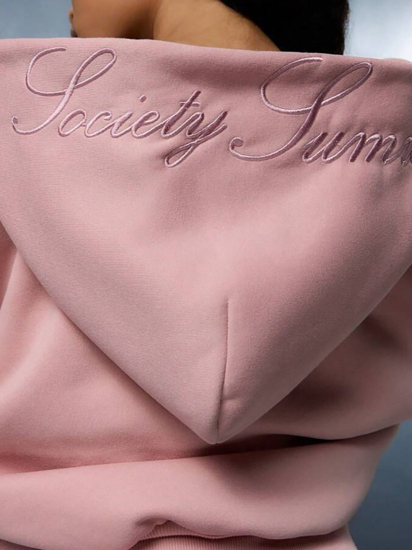 Embroidered Side Bow Zip Up Hoodie image 5