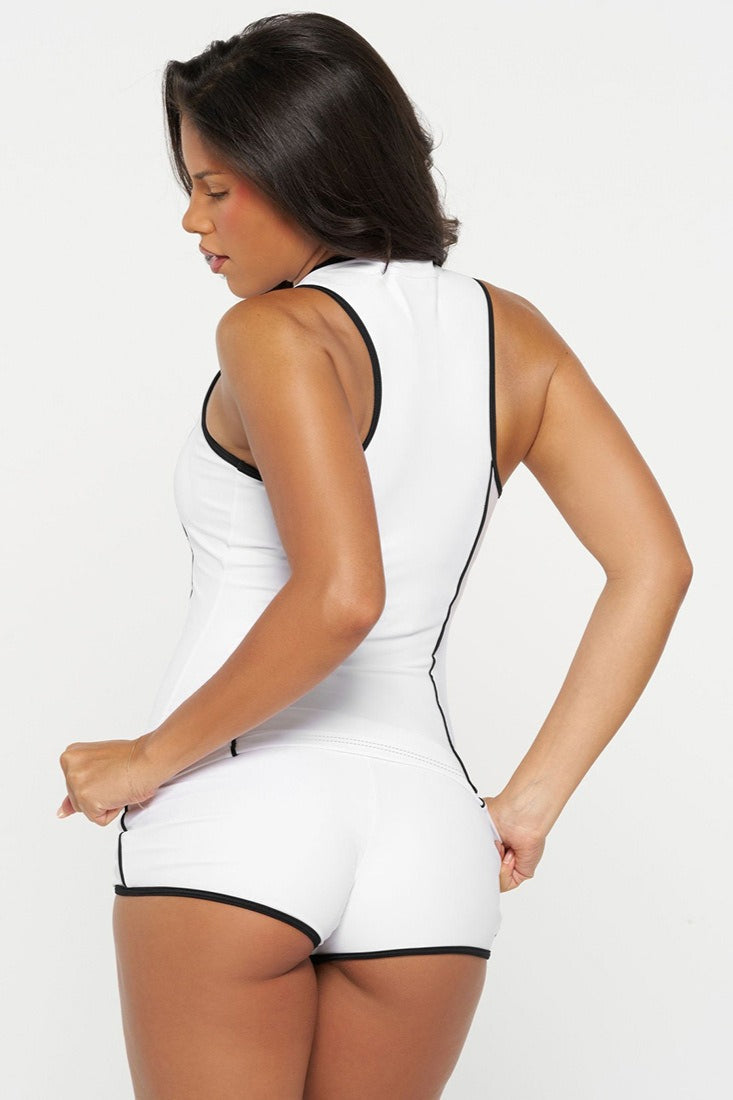 Solid Zip Slim Short Two Piece Set image 4