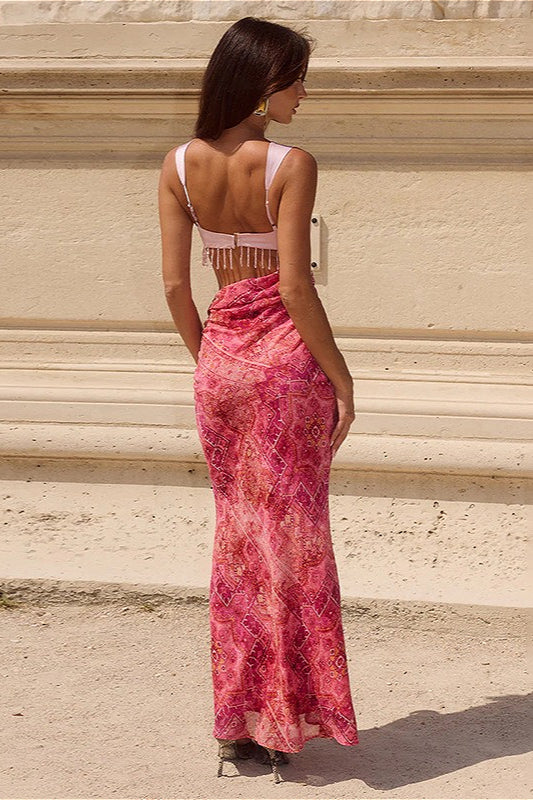 Tassel Spaghetti Strap Bodycon Maxi Dress image 2